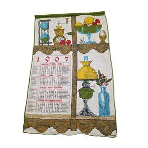 Vintage 1967 Calendar Home Decor Wall Tapestry 27x18in Approximate
